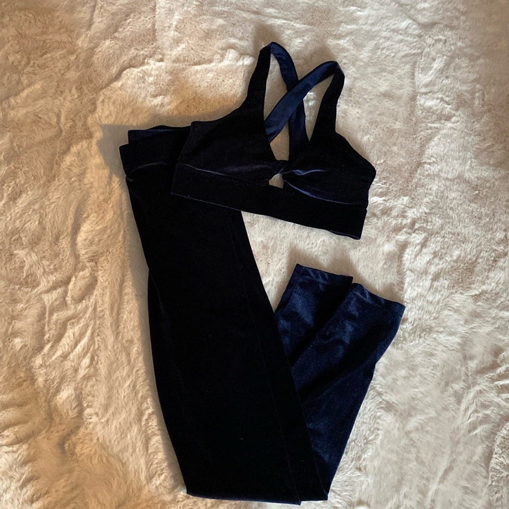 Fabletics midnight blue velvet set